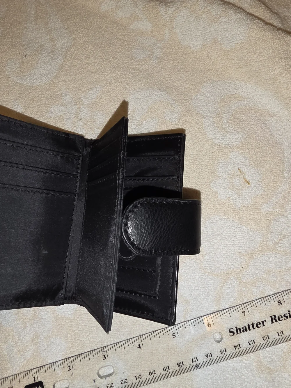 Small Leather Wallet with Snap Closure - Black